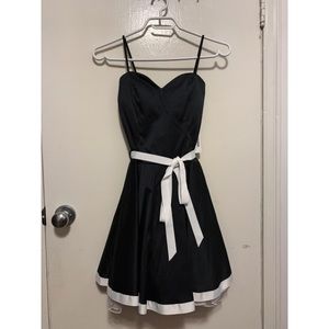 Black Pinstripe Short Tulle Prom Dress
